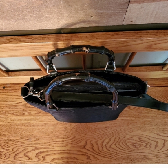 Gucci Vintage Black Quilted Nylon & Patent Leather Bamboo Tote Bag - Picture 5 of 14